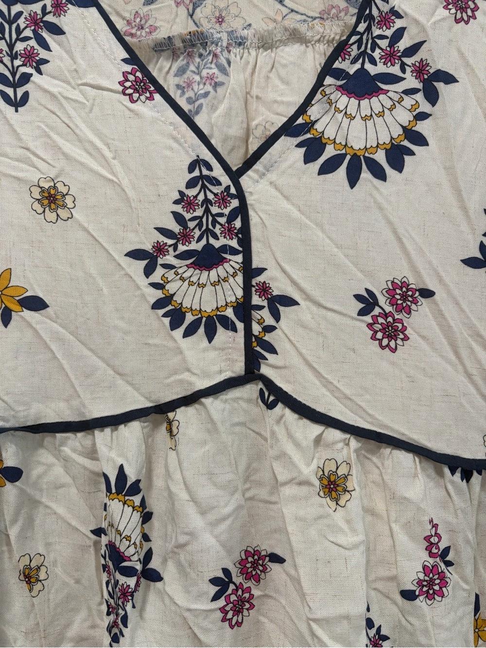 Fig & Flower NWT size Small Pippa Midi Dress Linen Blend Boho Puff Sleeves - Picture 4 of 12